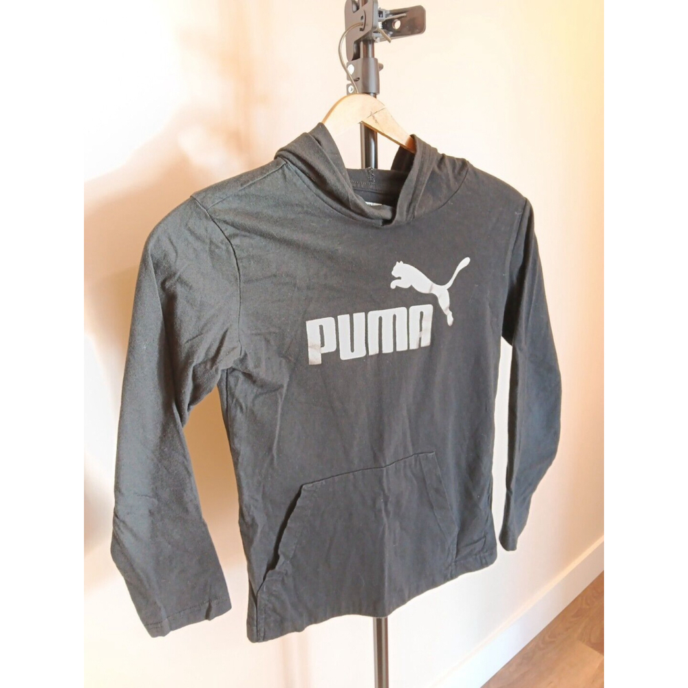 Size 10-12 Puma Womens Hoodie Long Sleeve Silver Puma Logo Hooded Shirt